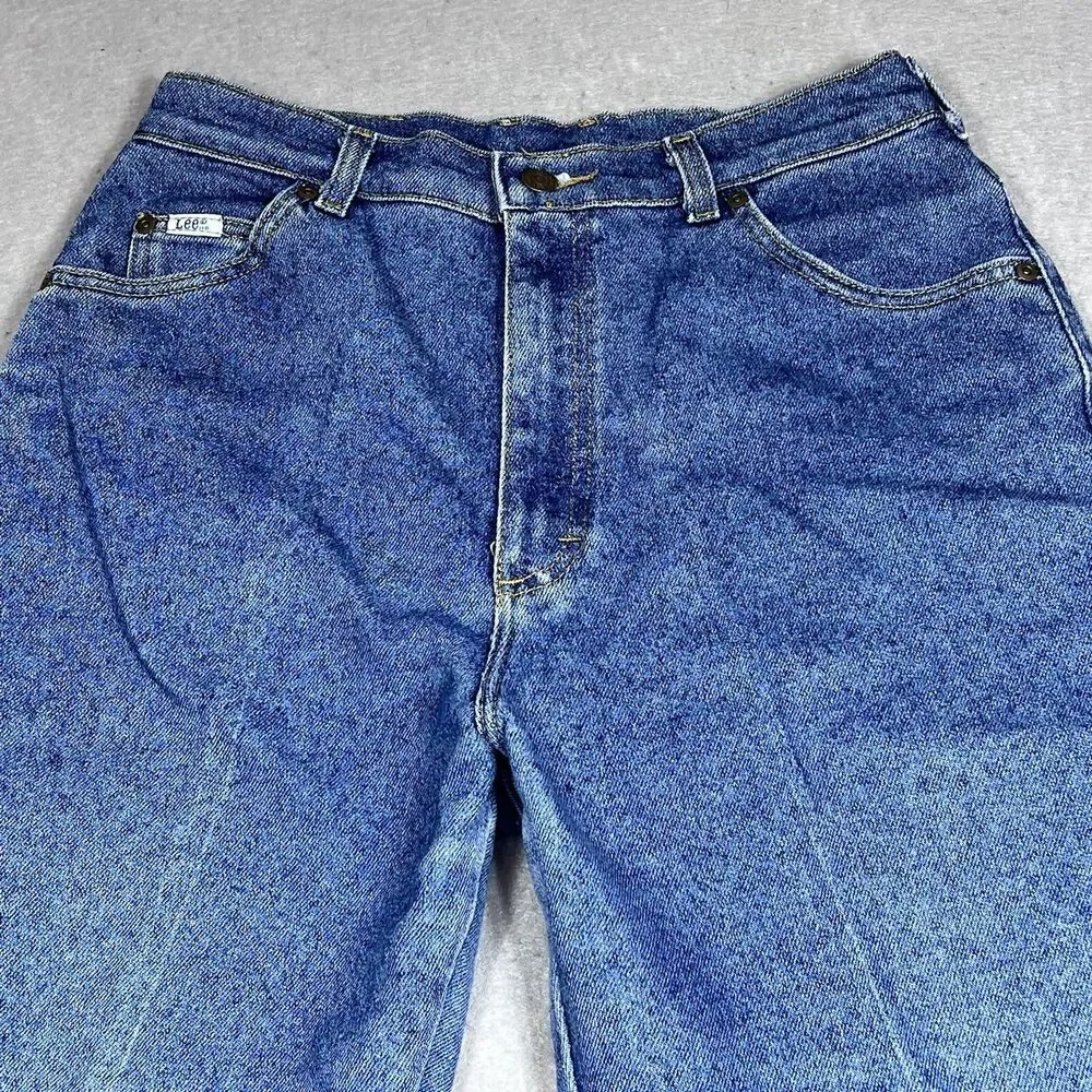 Vintage 80s LEE Sexy Chic Mom Tapered Jeans Womens SZ 31x30 High-Waist Acid-Wash - Picture 2 of 14